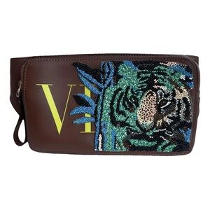 Valentino Garavani Rare Beaded Tiger VLTN Leather Belt Bag